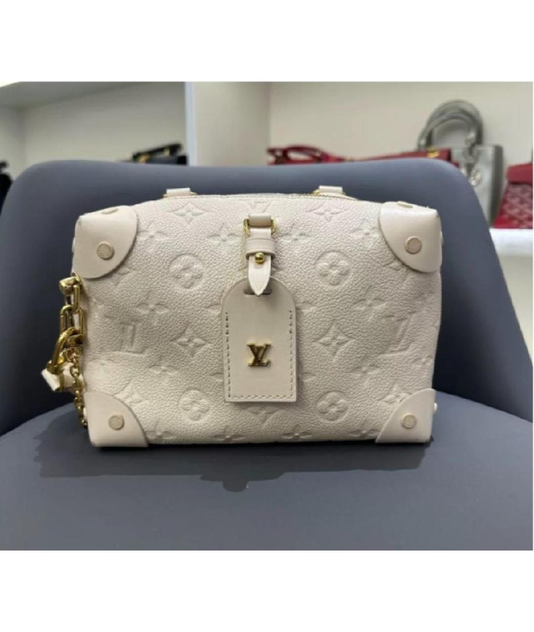 LOUIS VUITTON Бежевая кожаная сумка с короткими ручками, фото 7