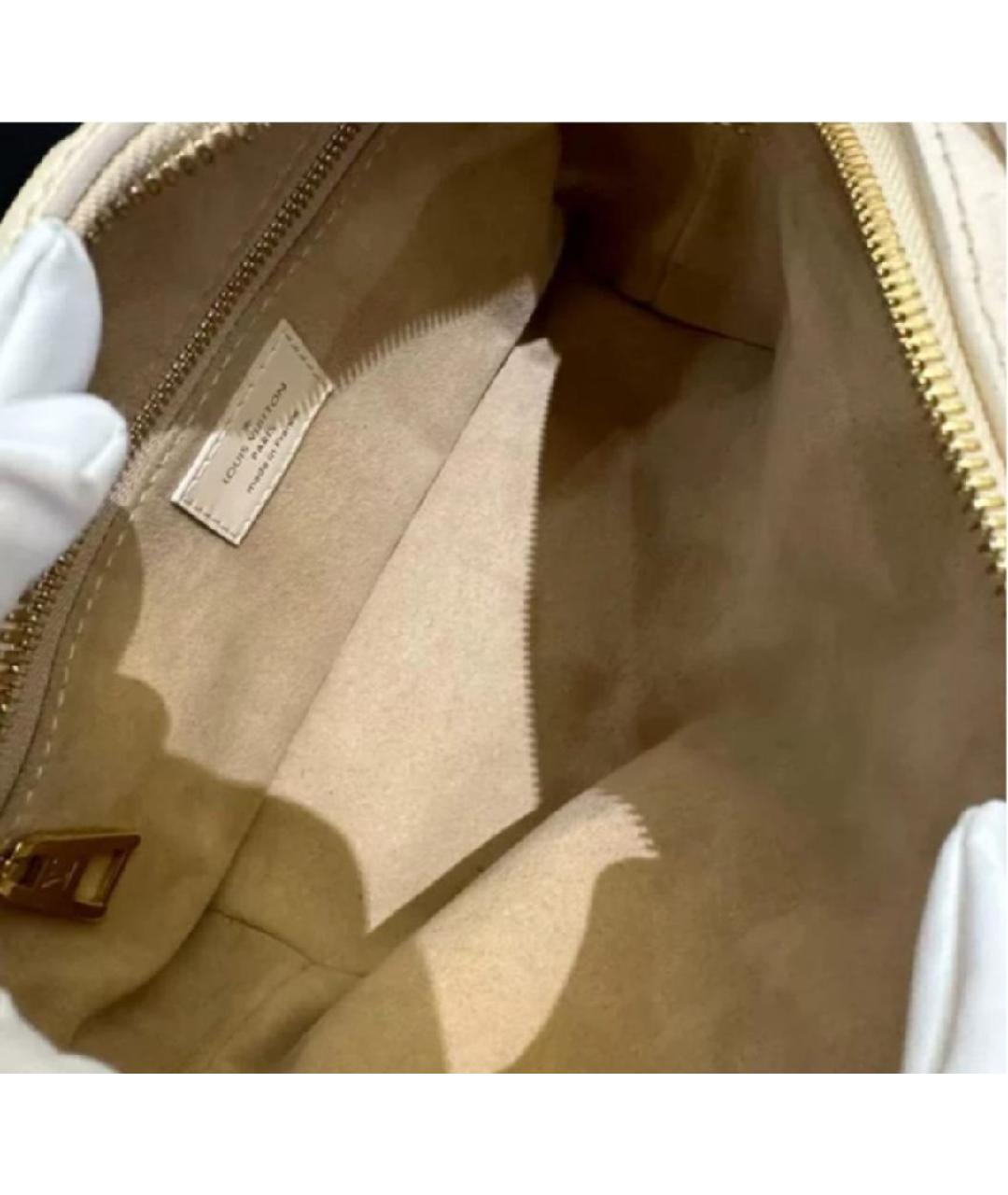LOUIS VUITTON Бежевая кожаная сумка с короткими ручками, фото 4
