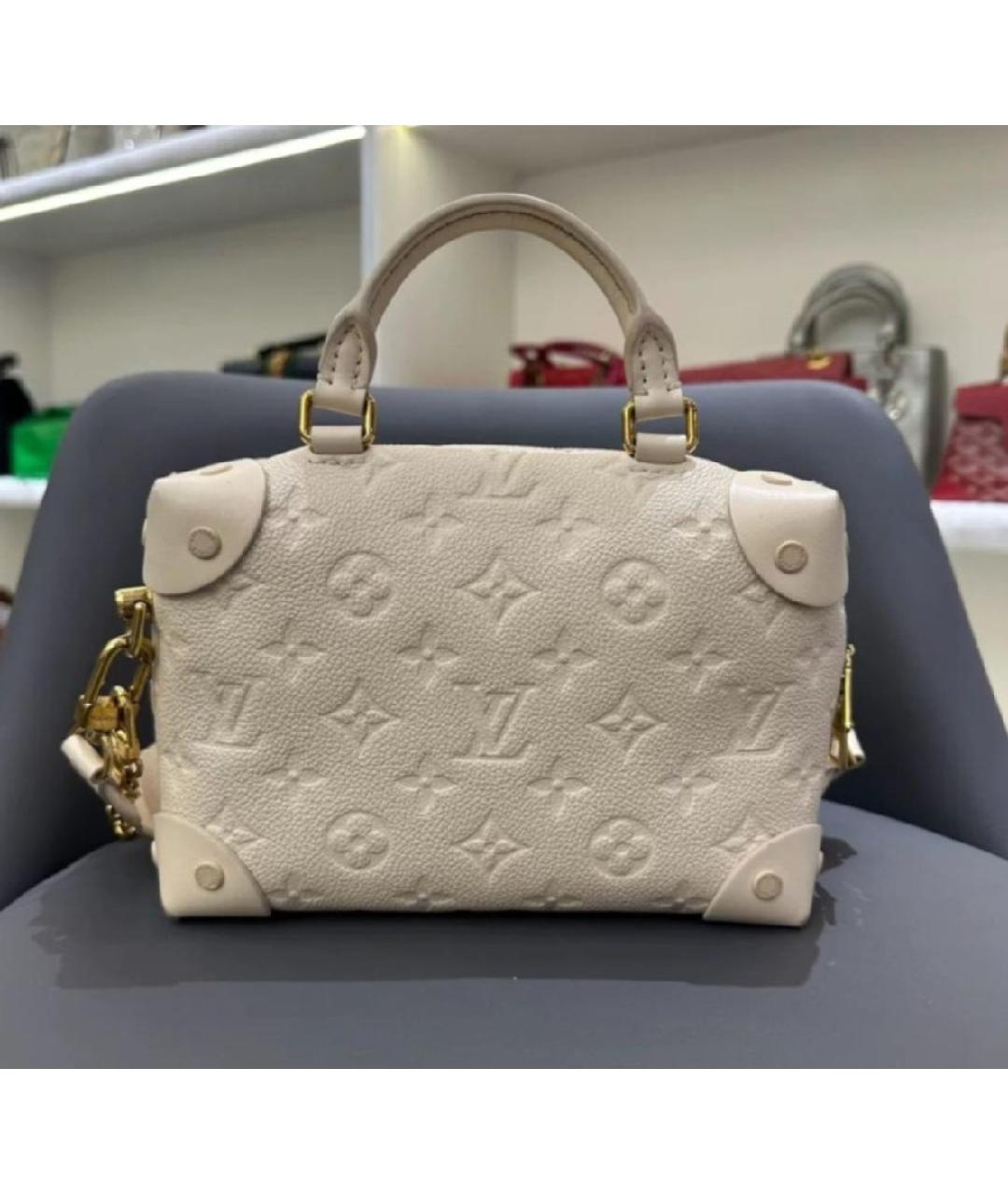 LOUIS VUITTON Бежевая кожаная сумка с короткими ручками, фото 3