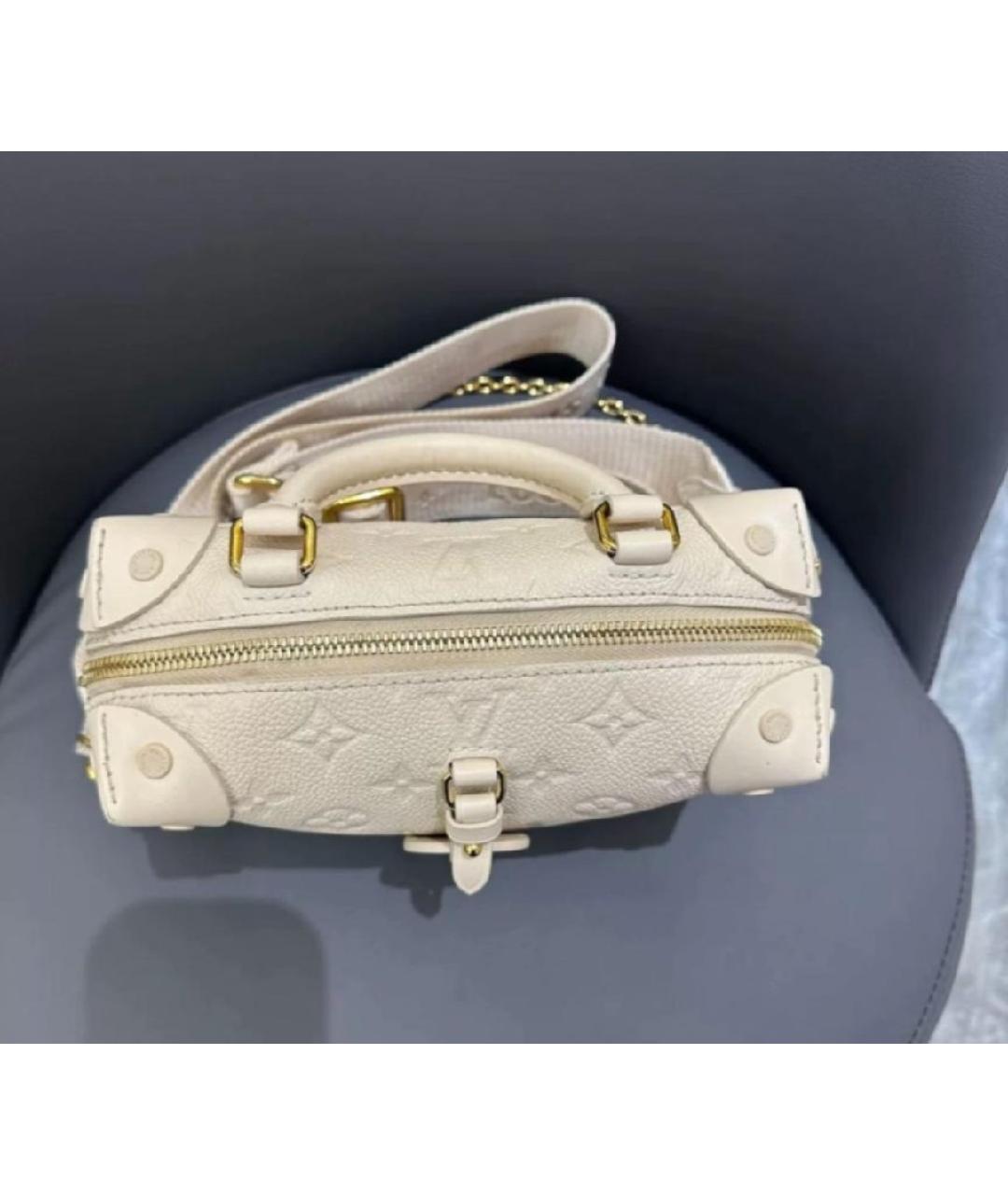 LOUIS VUITTON Бежевая кожаная сумка с короткими ручками, фото 5
