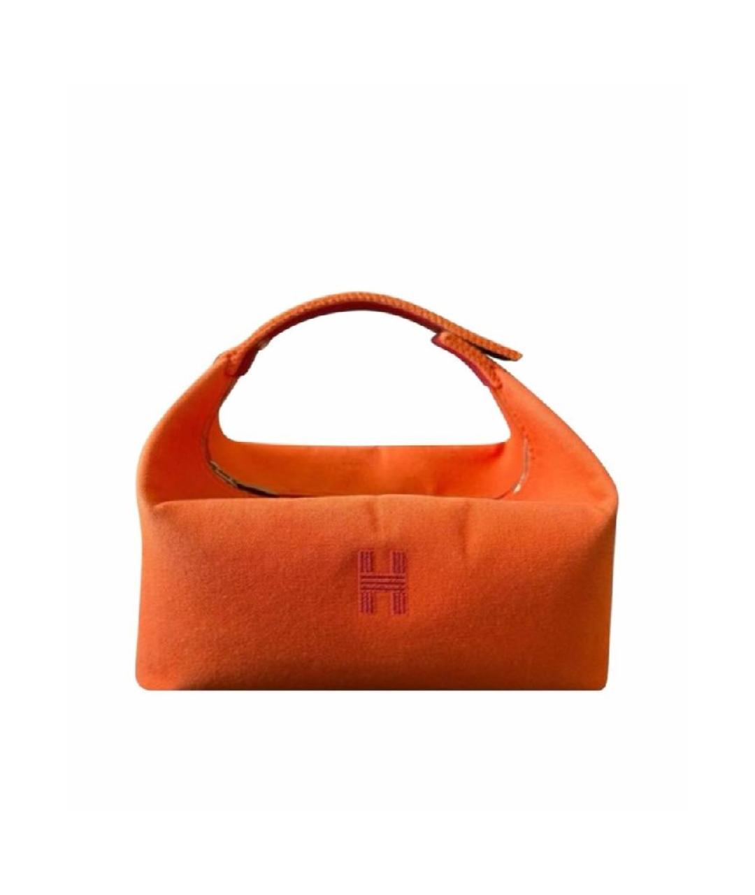 HERMES Оранжевая хлопковая косметичка, фото 1