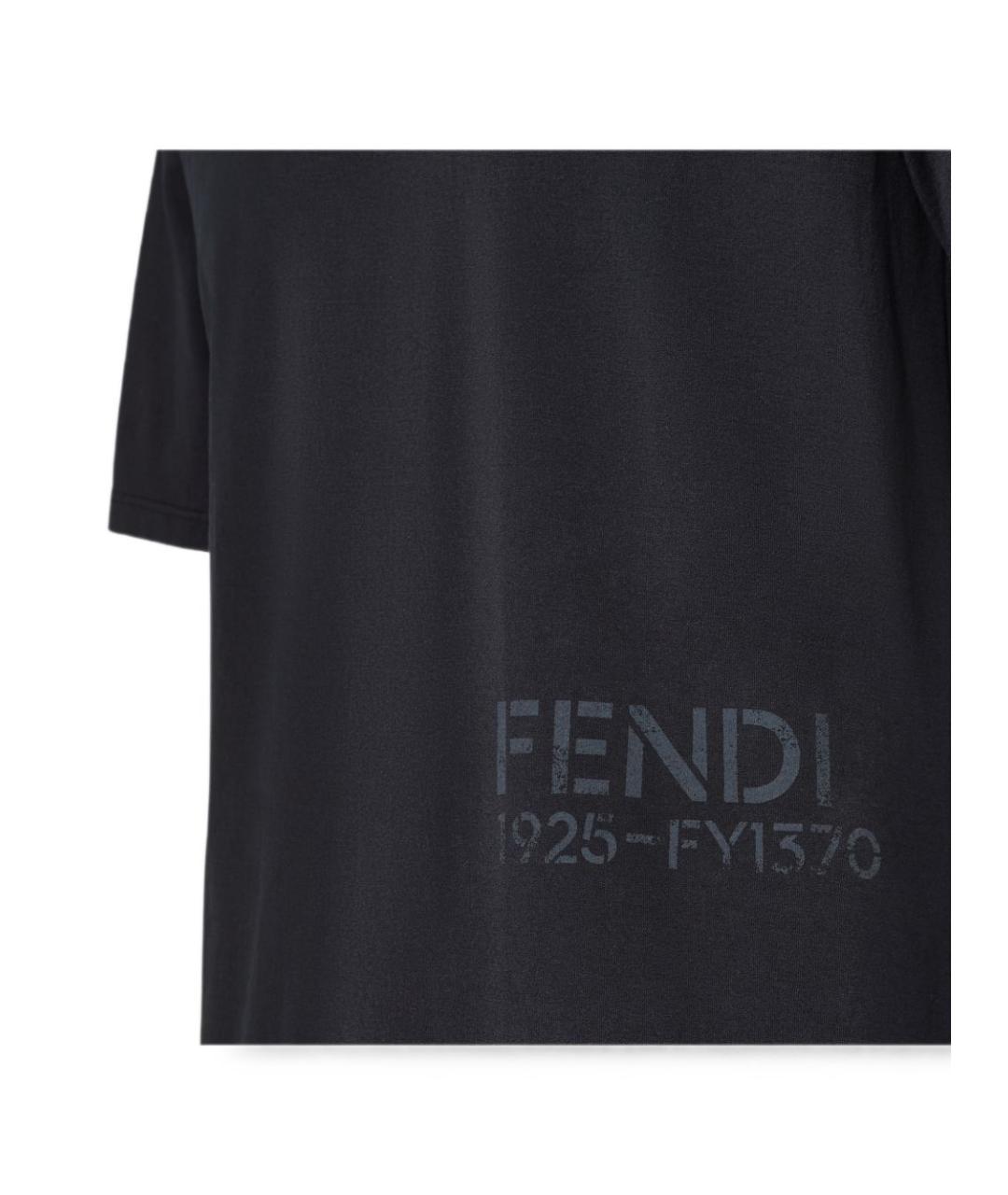 FENDI Черная хлопковая футболка, фото 3