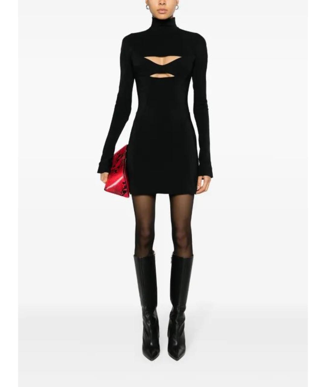 MUGLER Черное вискозное коктейльное платье, фото 2