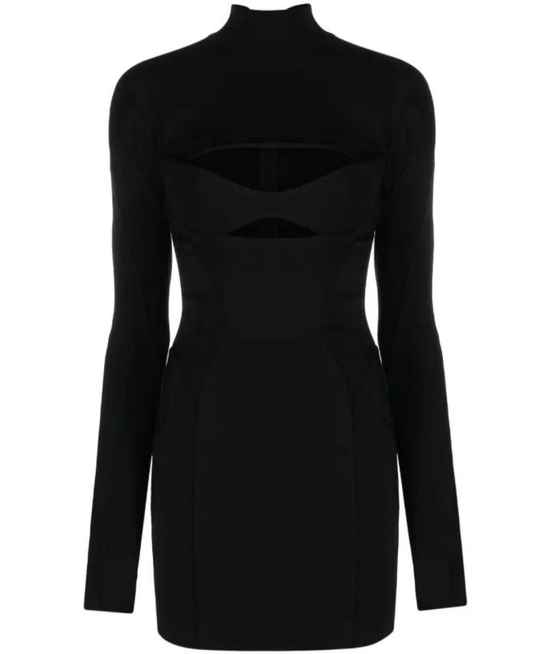 MUGLER Черное вискозное коктейльное платье, фото 1