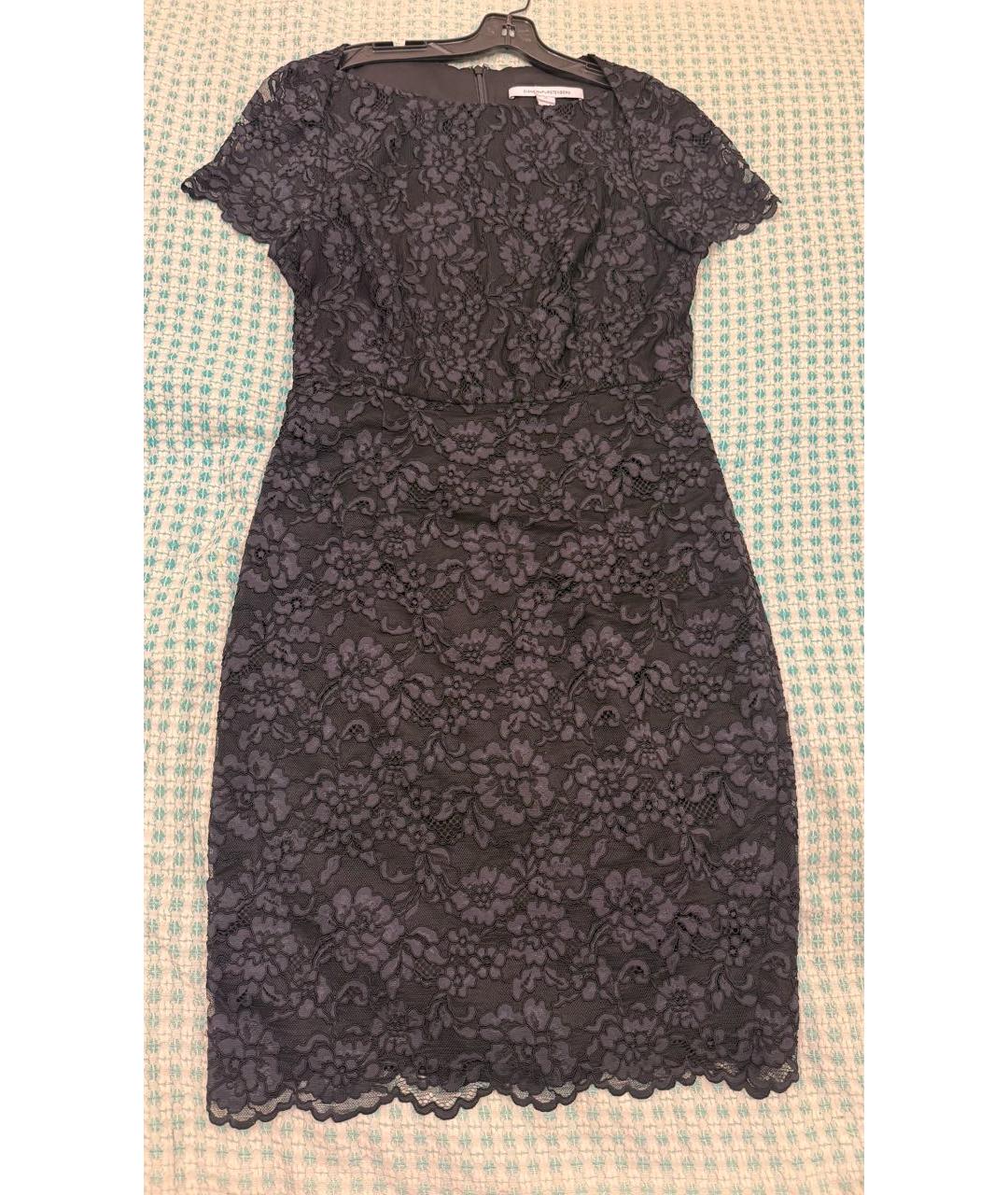 DIANE VON FURSTENBERG Черное хлопко-эластановое коктейльное платье, фото 2