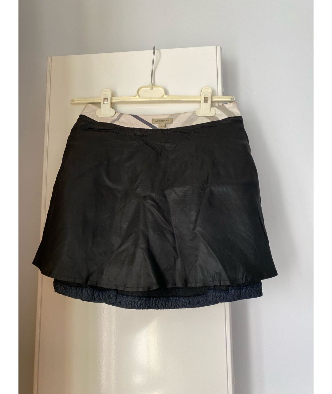BURBERRY Темно-синяя полиэстеровая юбка мини, фото 4