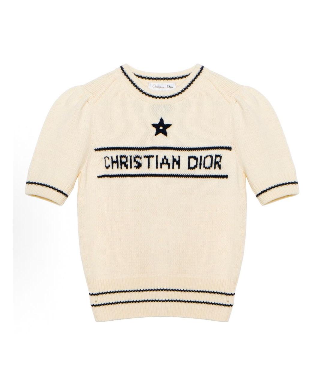CHRISTIAN DIOR Белая кашемировая футболка, фото 1