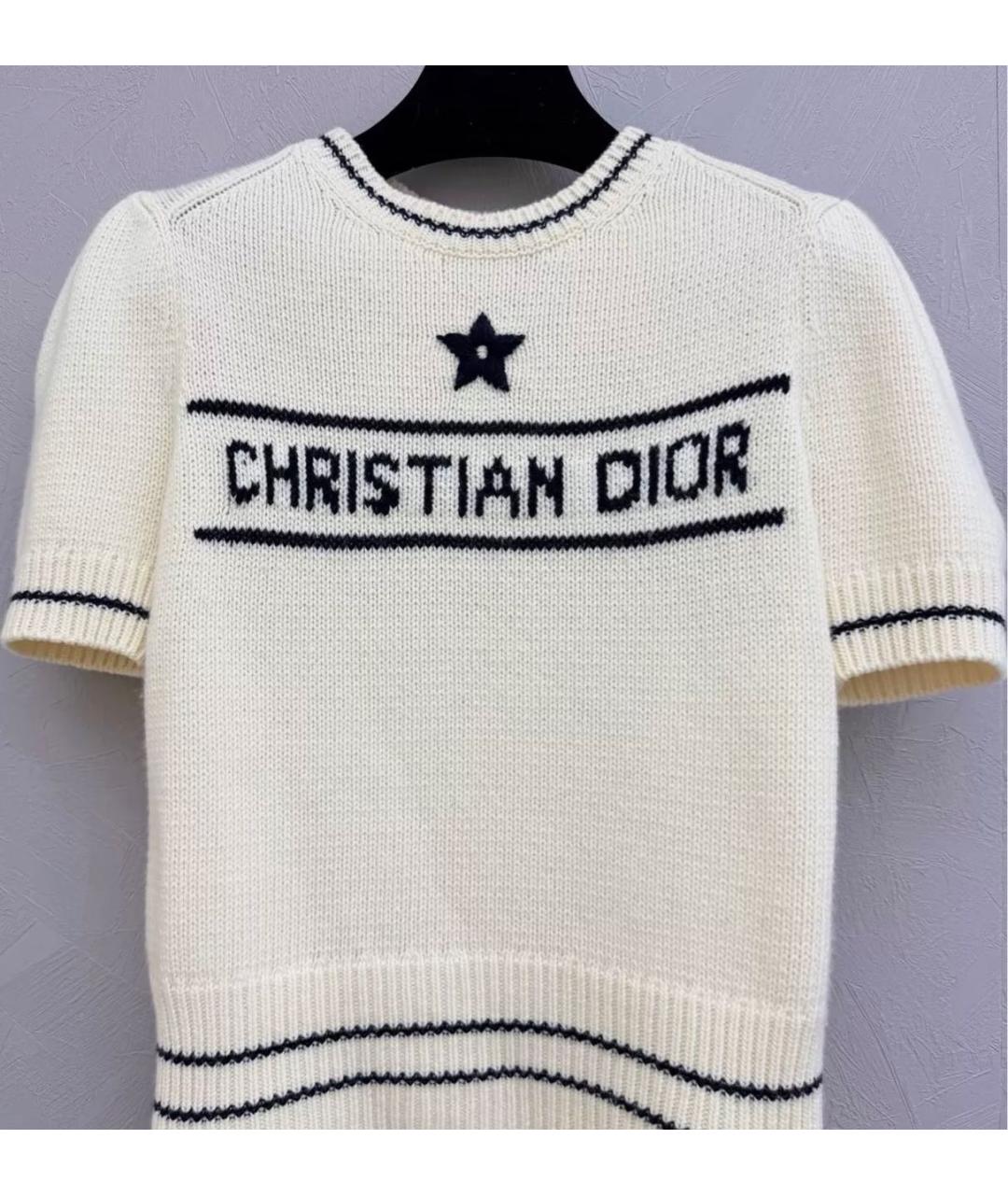 CHRISTIAN DIOR Белая кашемировая футболка, фото 3