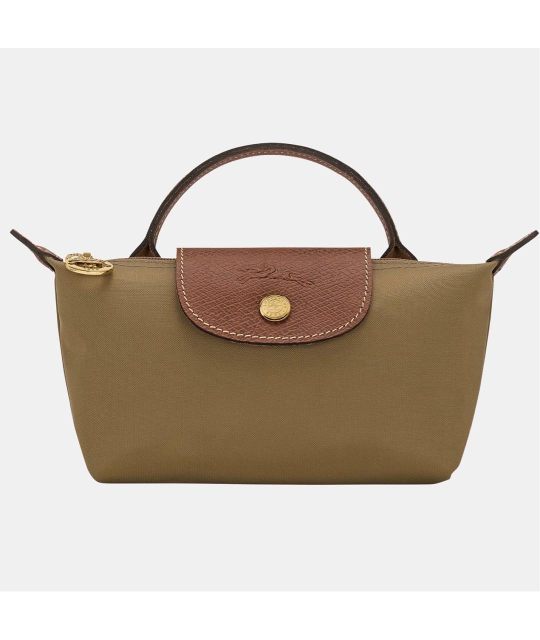 LONGCHAMP Хаки тканевая сумка с короткими ручками, фото 6