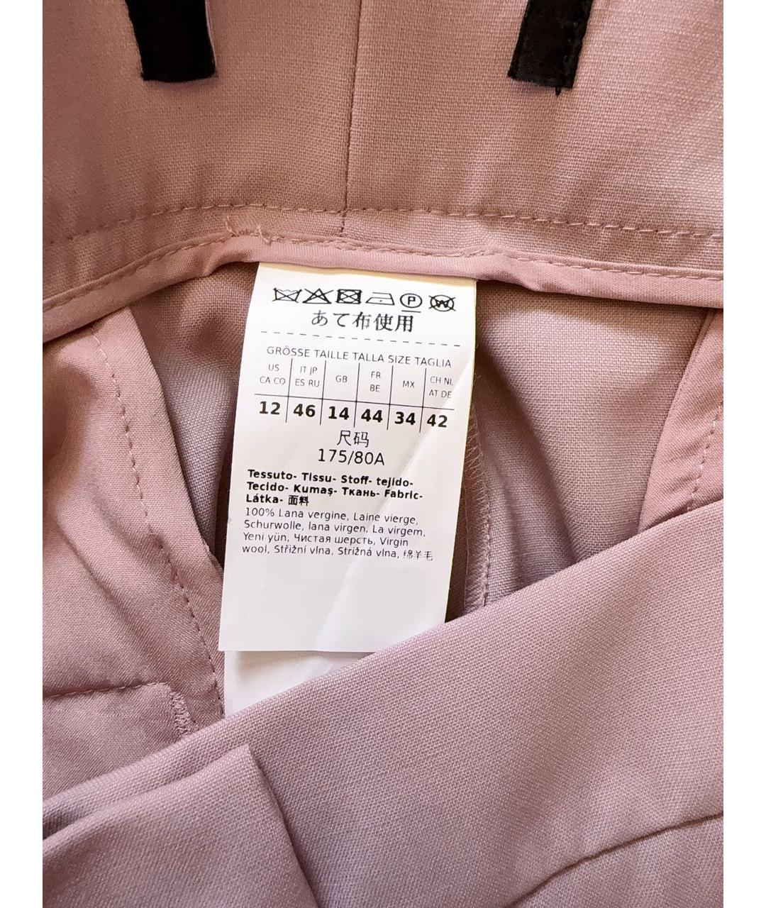 WEEKEND MAX MARA Розовые шерстяные брюки широкие, фото 5