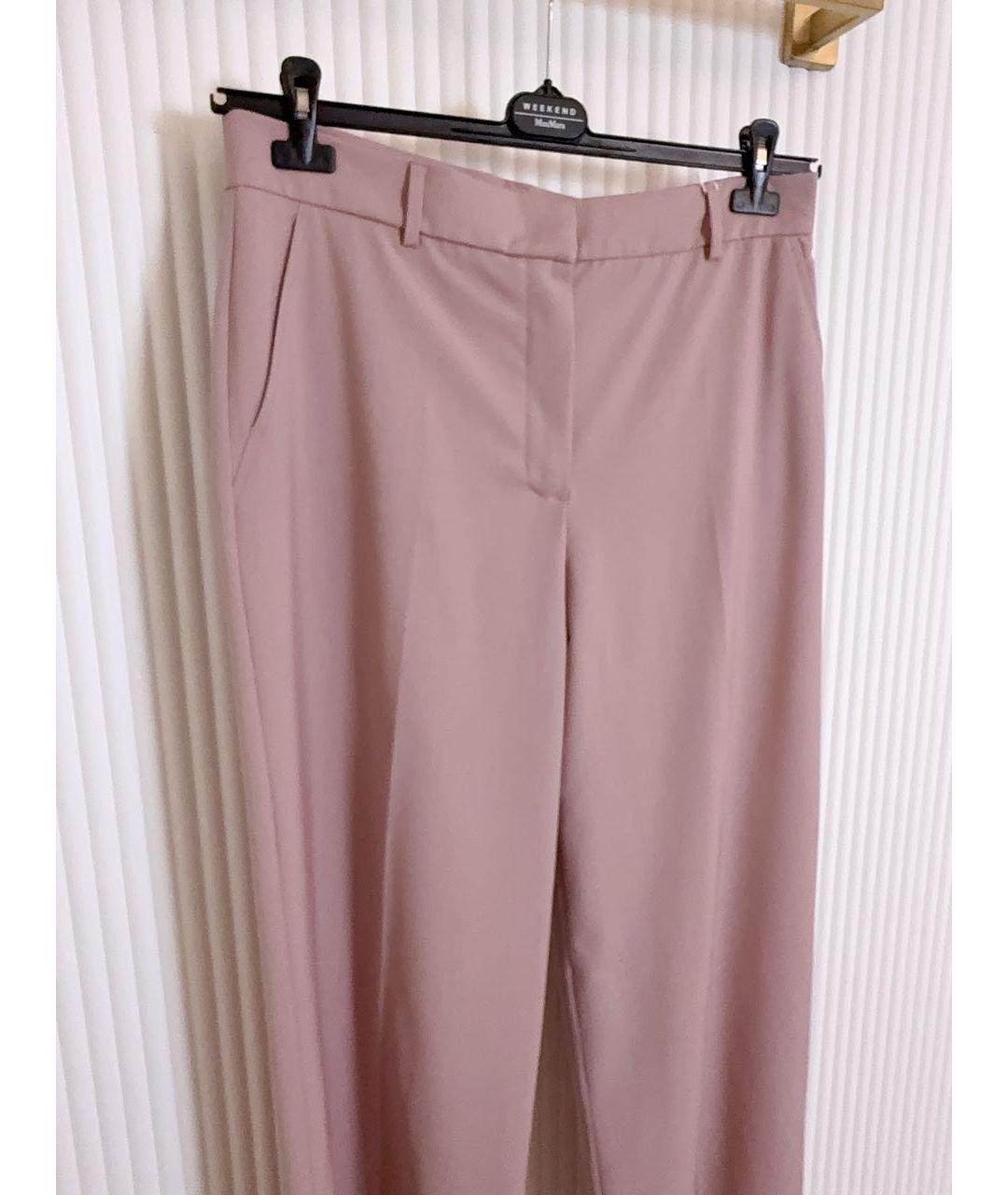WEEKEND MAX MARA Розовые шерстяные брюки широкие, фото 3