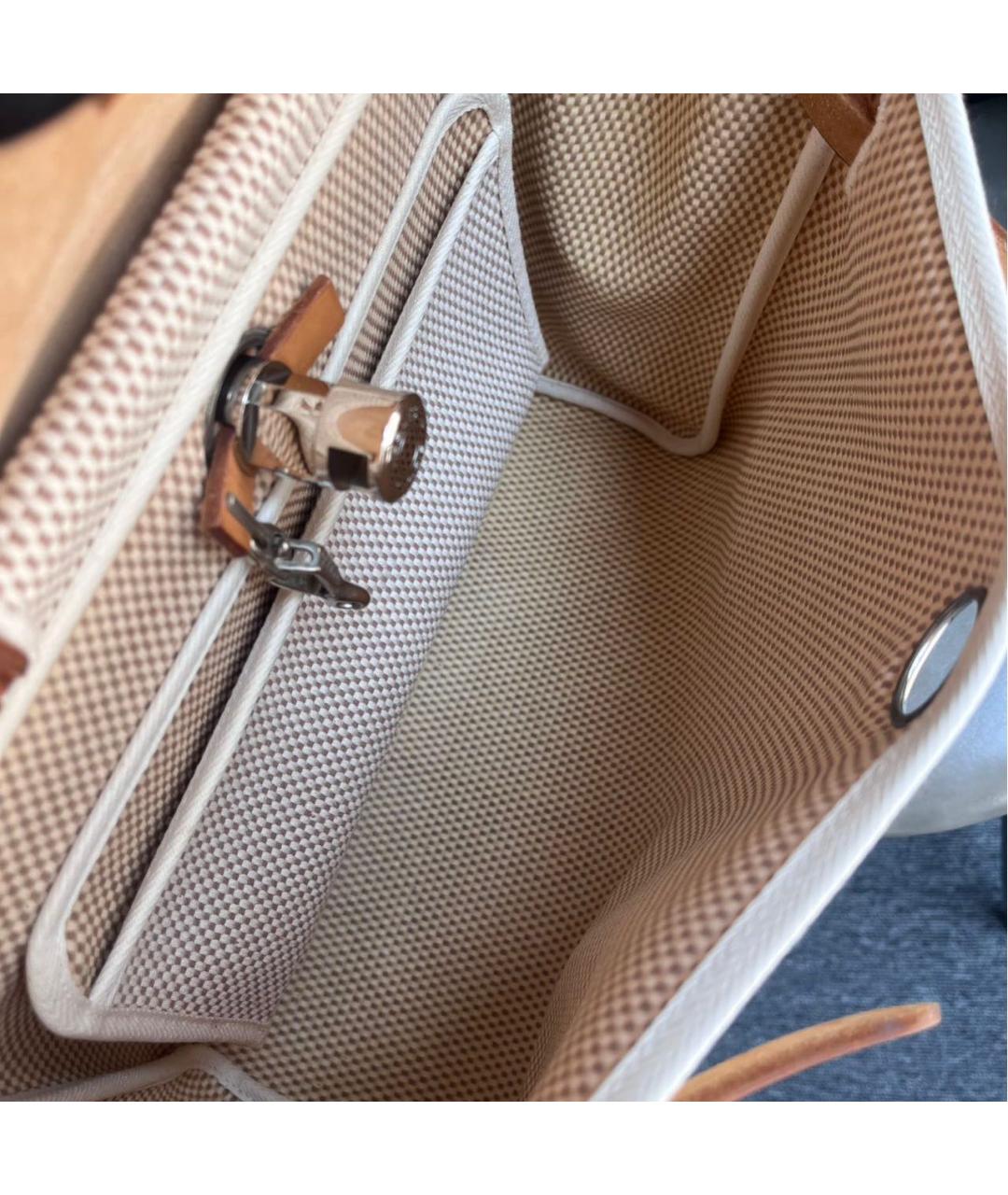 HERMES Бежевая тканевая сумка через плечо, фото 3