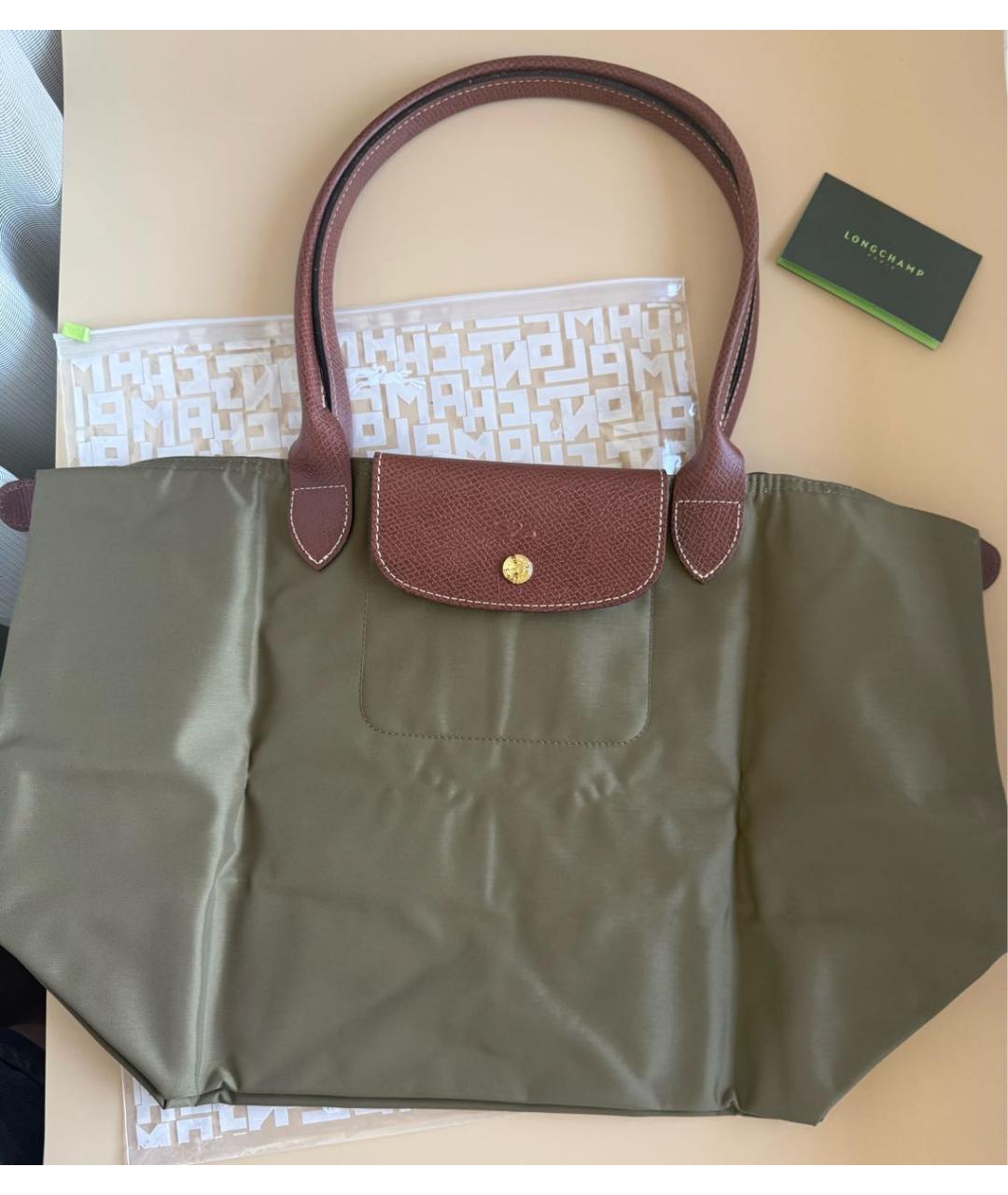 LONGCHAMP Хаки тканевая сумка тоут, фото 8