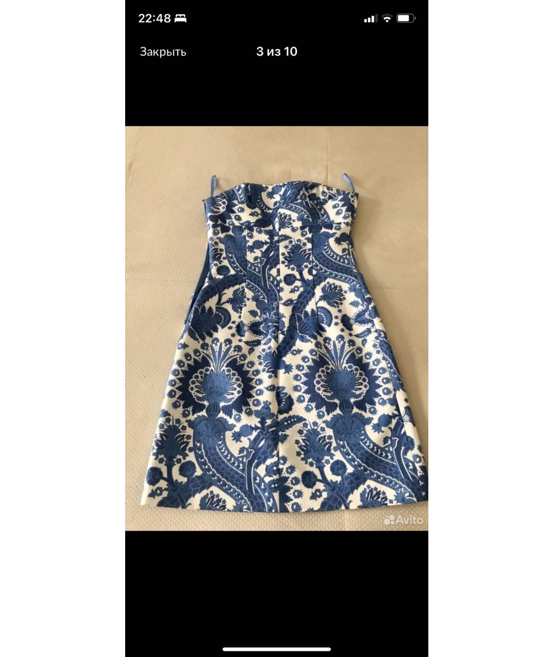 MICHAEL KORS Голубое хлопковое коктейльное платье, фото 7