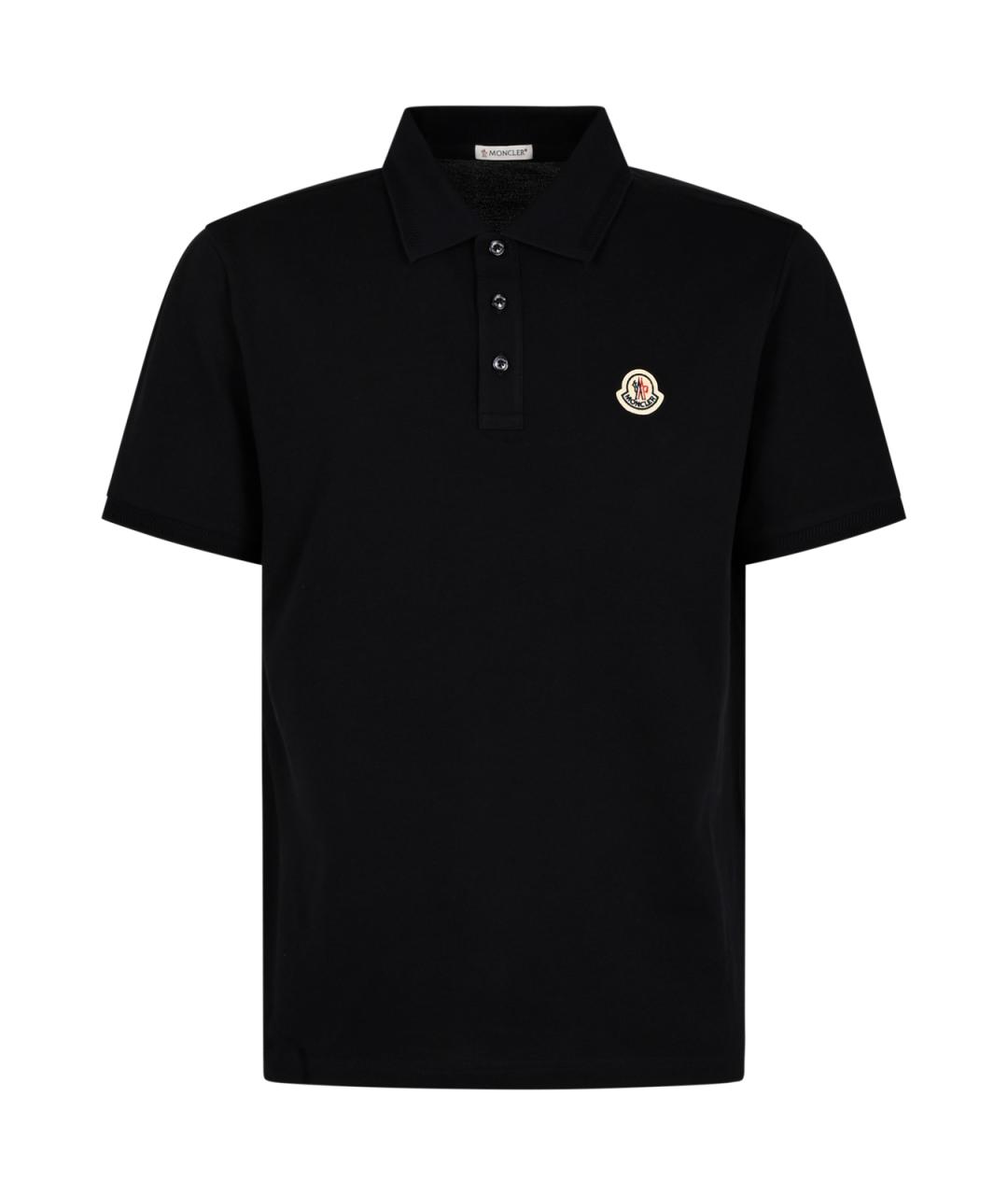 MONCLER Темно-синее хлопковое поло с коротким рукавом, фото 1