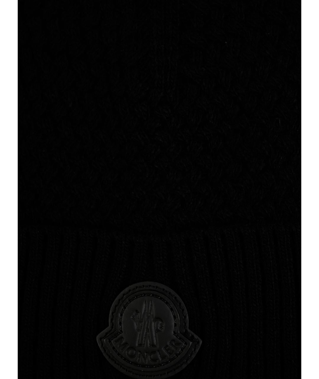 MONCLER Черная шерстяная шапка, фото 6