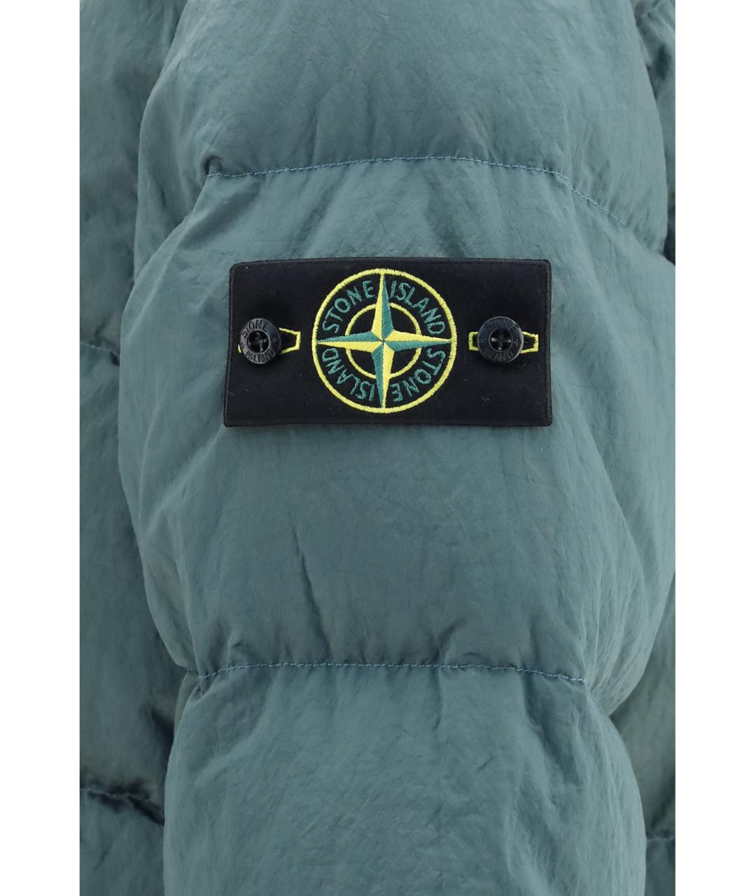 STONE ISLAND Голубой полиамидовый пуховик, фото 3