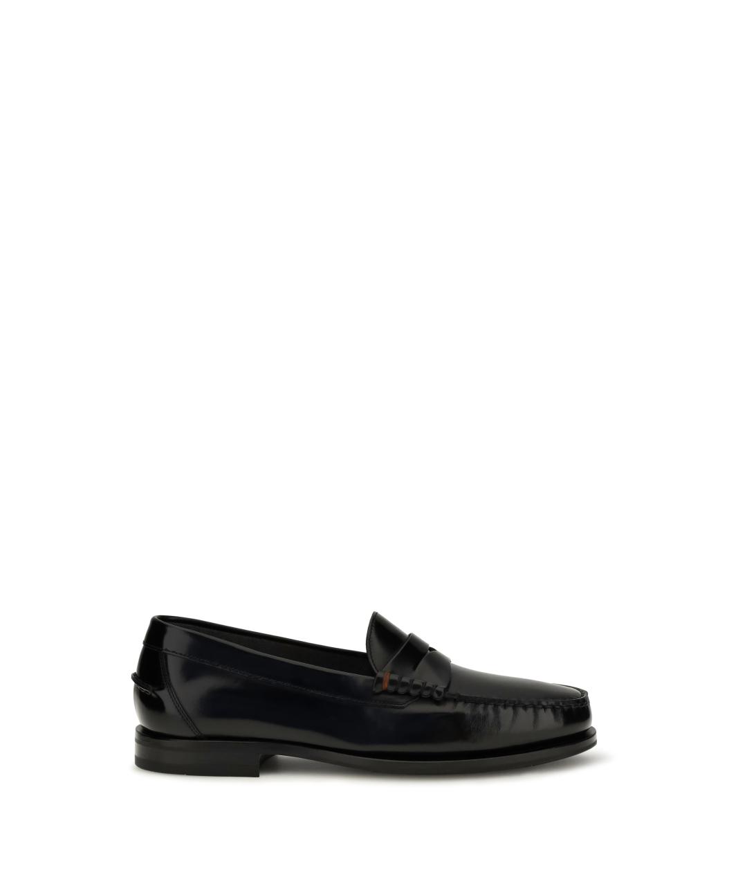 SANTONI Черные кожаные лоферы, фото 1