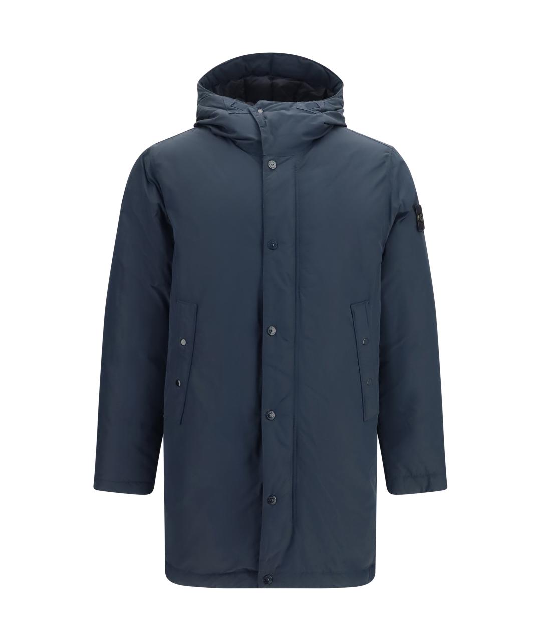 STONE ISLAND Темно-синяя полиэстеровая куртка, фото 1