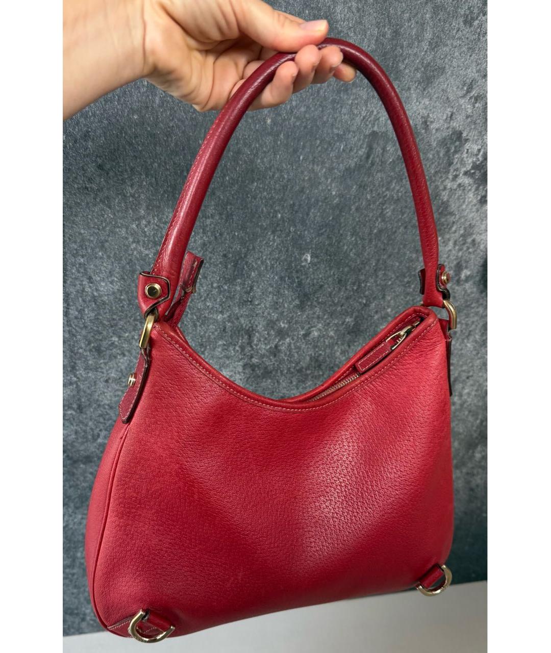 GUCCI Красная кожаная сумка с короткими ручками, фото 3