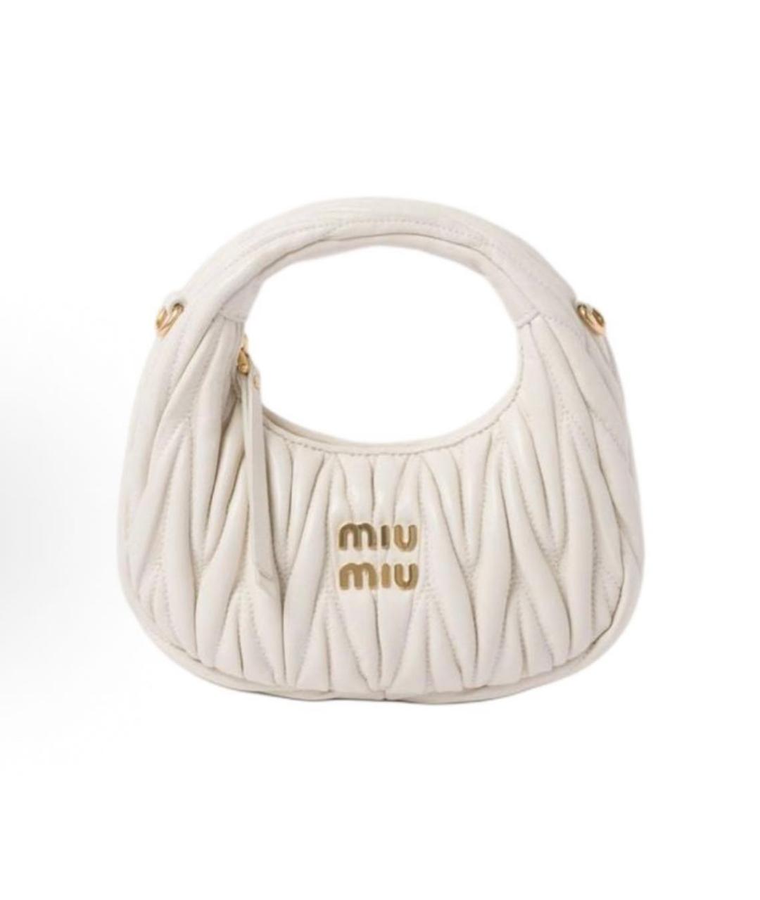 MIU MIU Белая кожаная сумка с короткими ручками, фото 7
