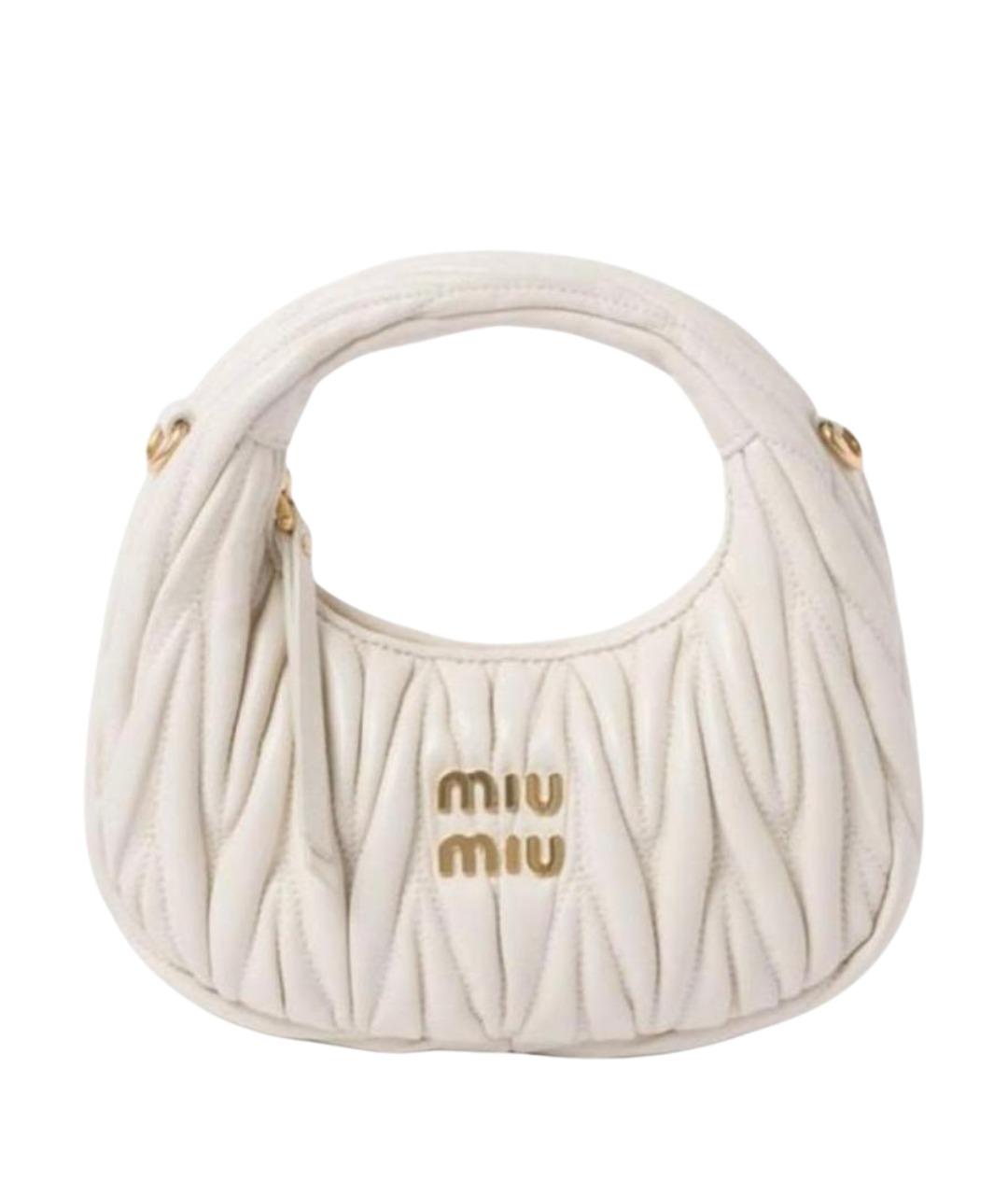 MIU MIU Белая кожаная сумка с короткими ручками, фото 1