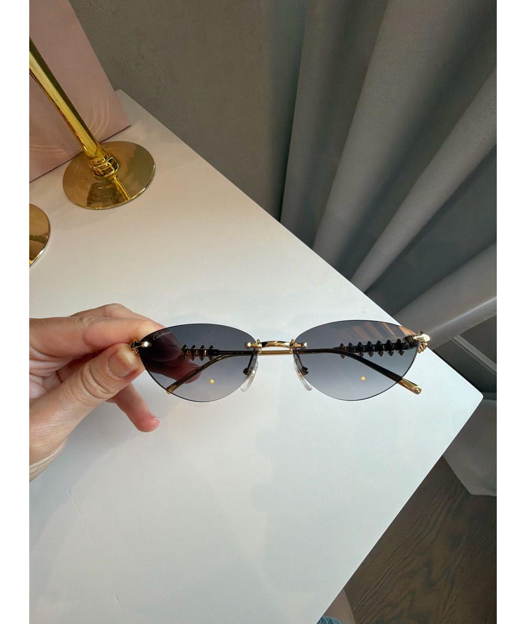 CARTIER Золотые металлические солнцезащитные очки, фото 3