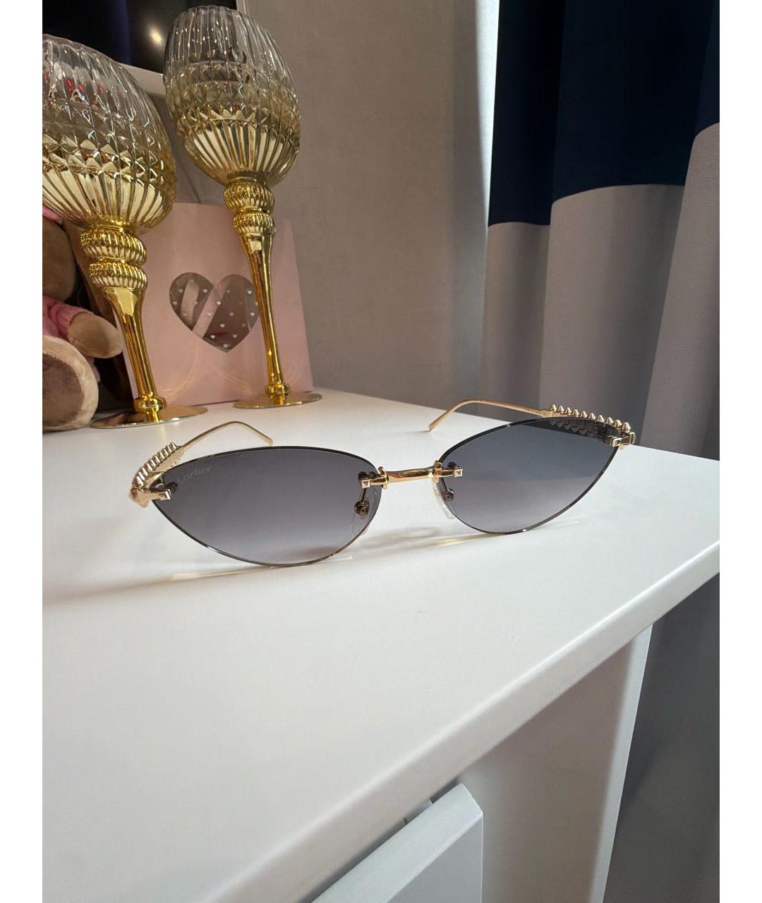 CARTIER Золотые металлические солнцезащитные очки, фото 2