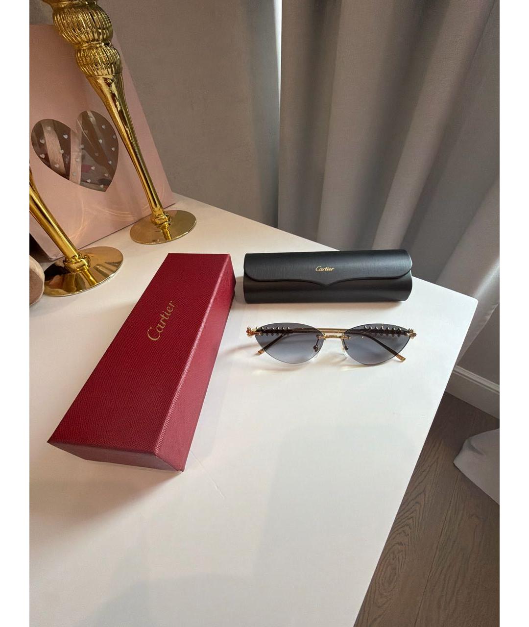 CARTIER Золотые металлические солнцезащитные очки, фото 4
