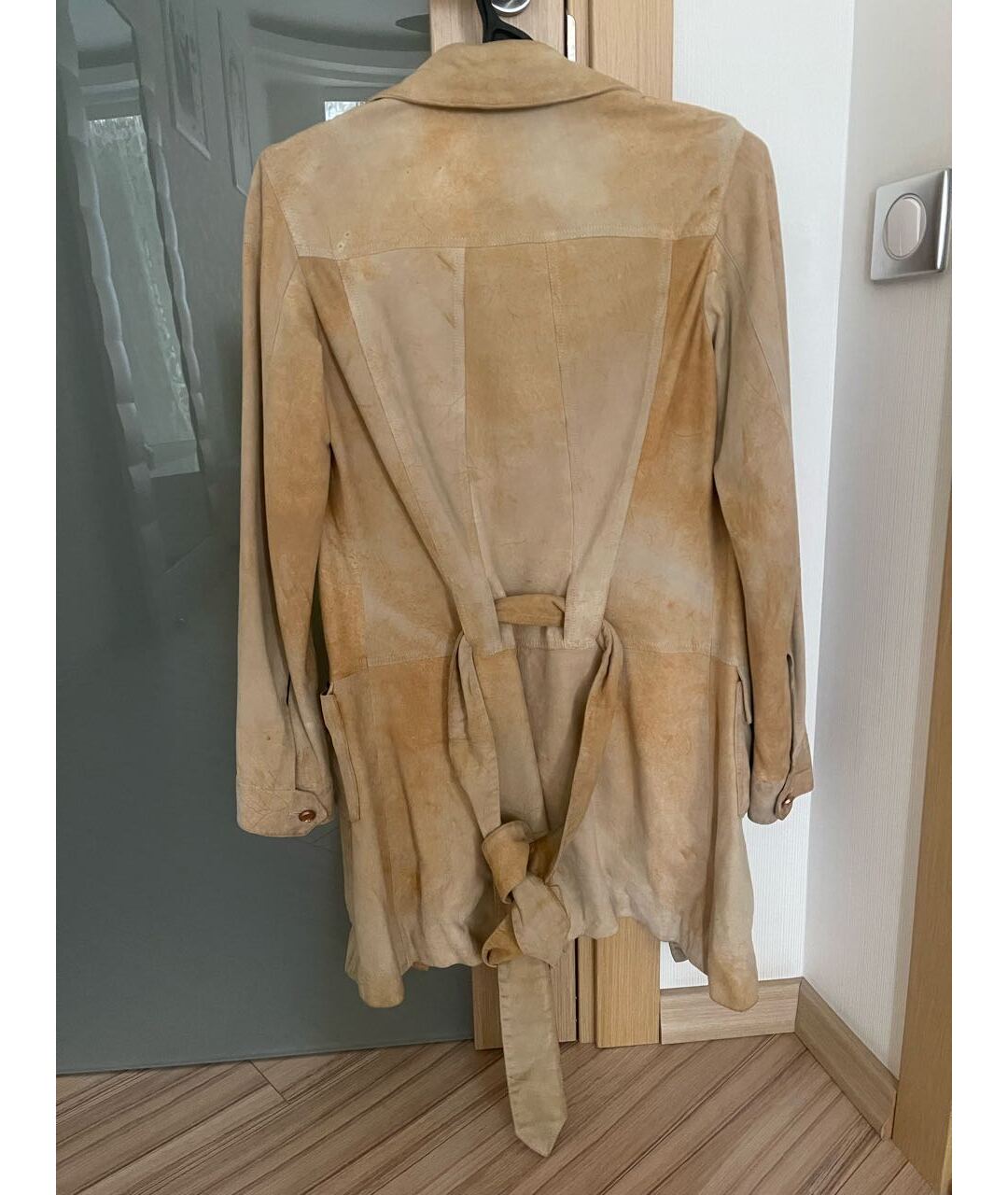 ROBERTO CAVALLI Бежевое замшевое пальто, фото 2