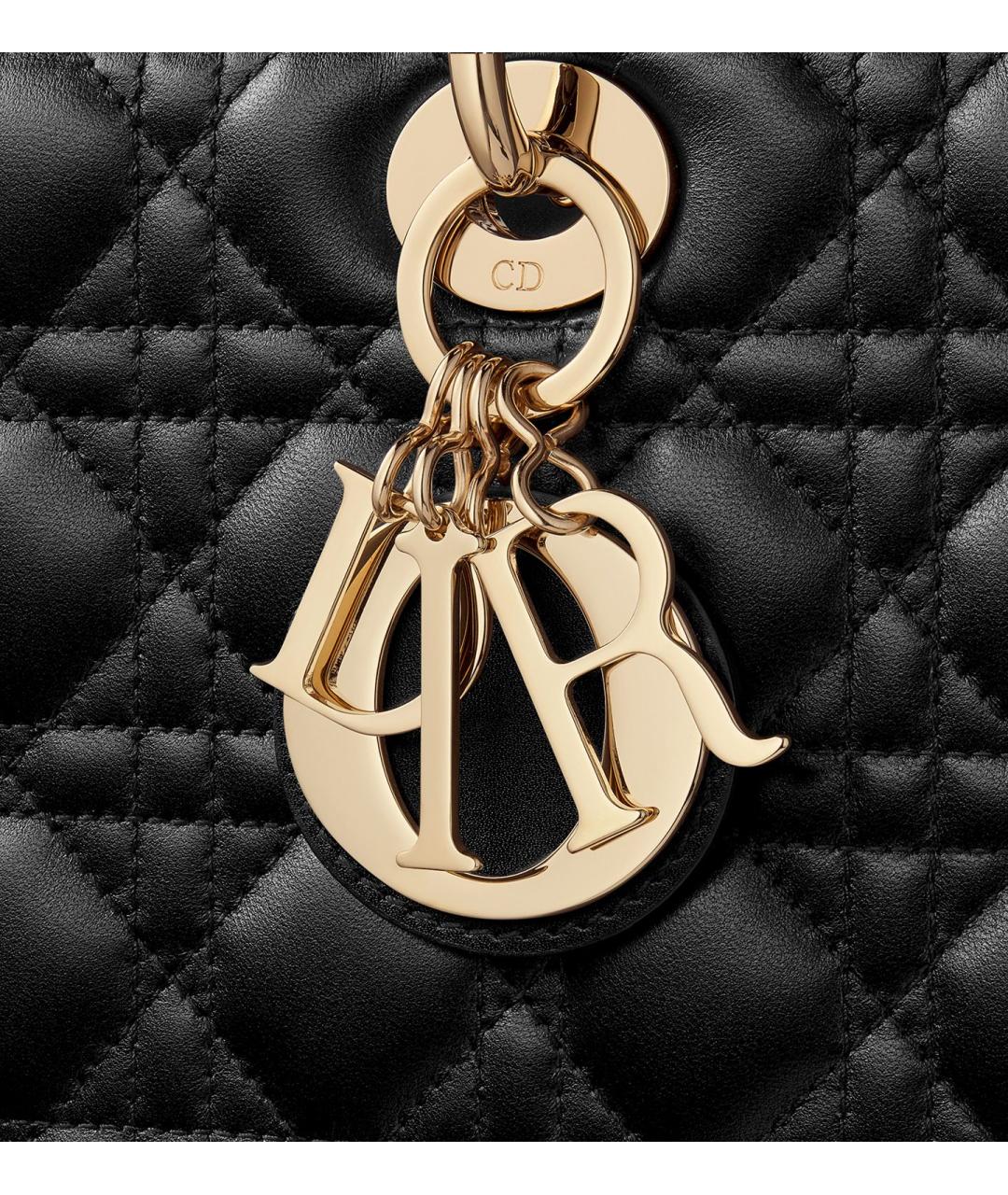 CHRISTIAN DIOR Черная кожаная сумка тоут, фото 7