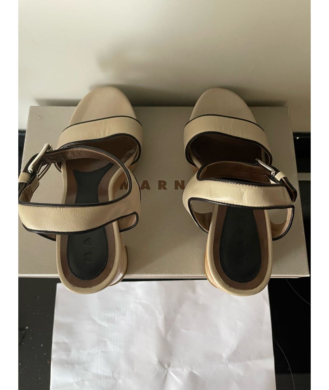 MARNI Бежевые кожаные босоножки, фото 3