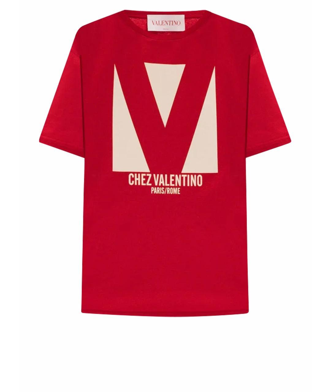 VALENTINO Красная хлопковая футболка, фото 1