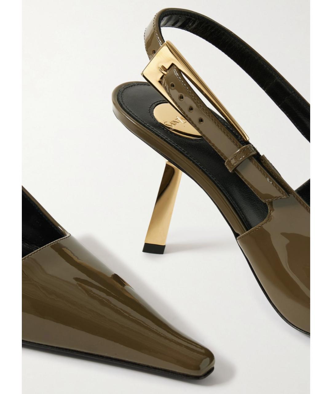 SAINT LAURENT Хаки туфли из лакированной кожи, фото 2