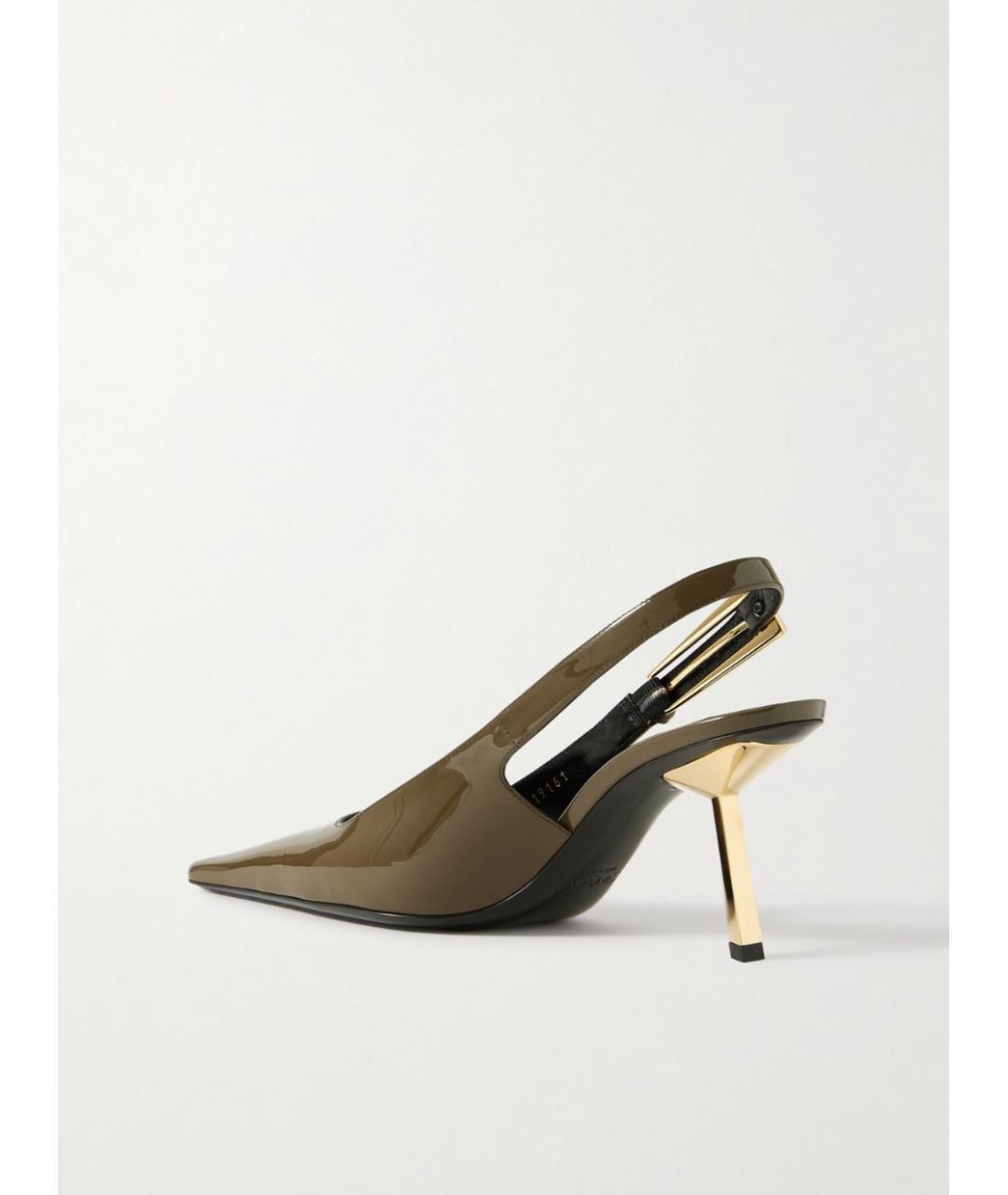 SAINT LAURENT Хаки туфли из лакированной кожи, фото 4