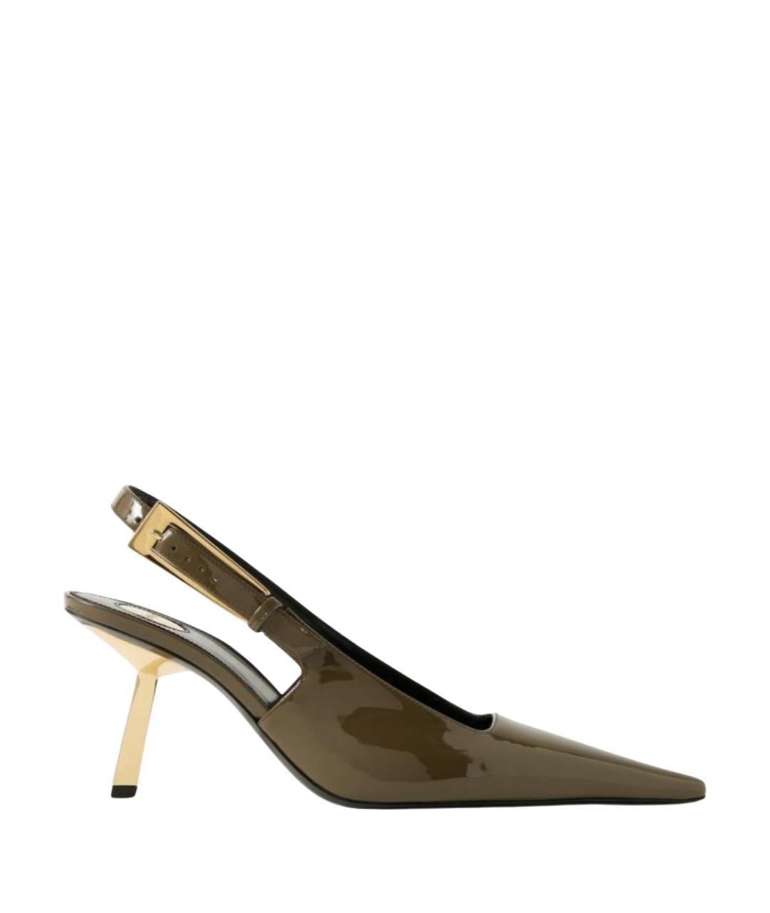 SAINT LAURENT Хаки туфли из лакированной кожи, фото 1