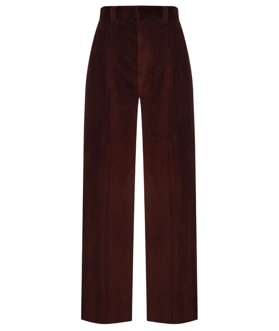 BRUNELLO CUCINELLI Бордовые хлопковые прямые брюки, фото 1