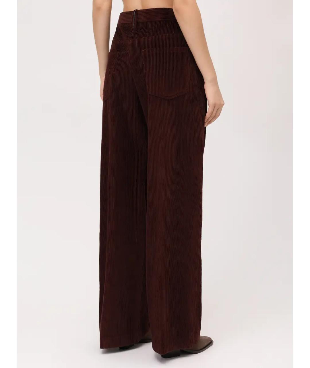 BRUNELLO CUCINELLI Бордовые хлопковые прямые брюки, фото 3