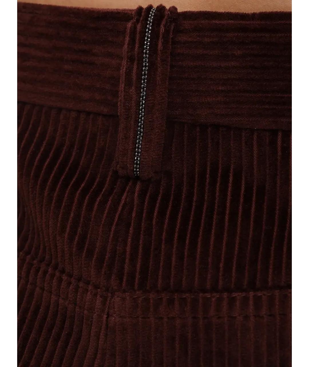 BRUNELLO CUCINELLI Бордовые хлопковые прямые брюки, фото 5