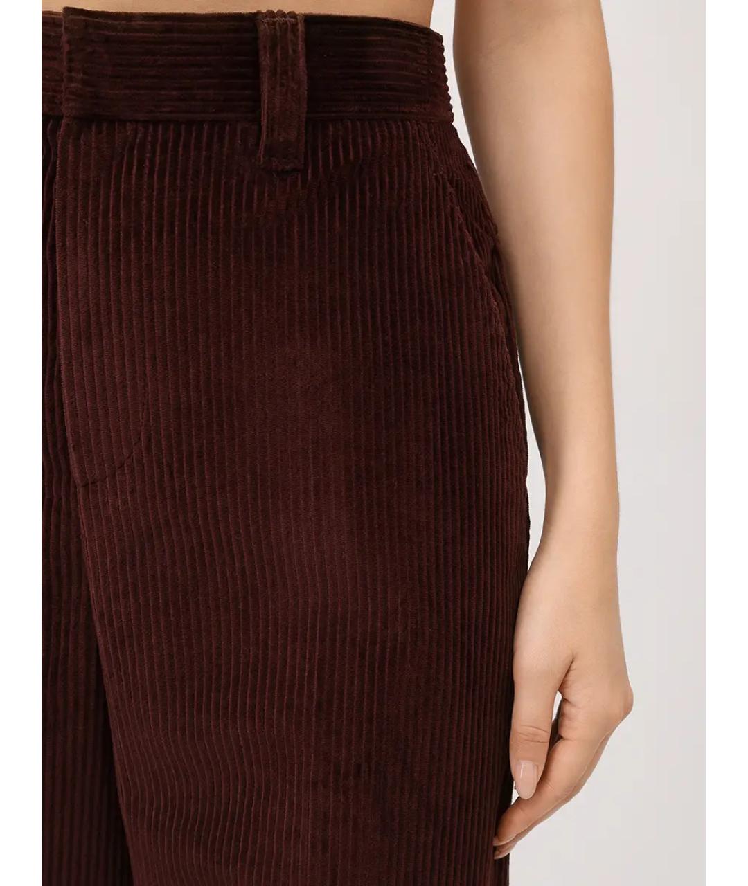 BRUNELLO CUCINELLI Бордовые хлопковые прямые брюки, фото 6
