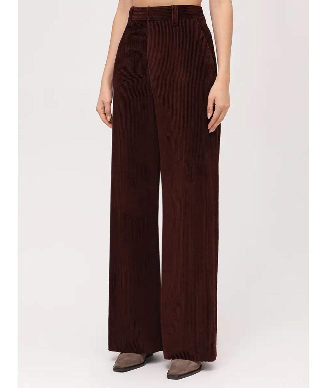 BRUNELLO CUCINELLI Бордовые хлопковые прямые брюки, фото 4