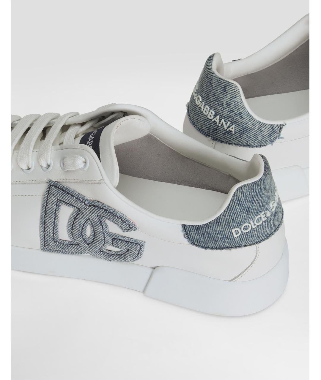 DOLCE&GABBANA Белые кожаные кеды, фото 4
