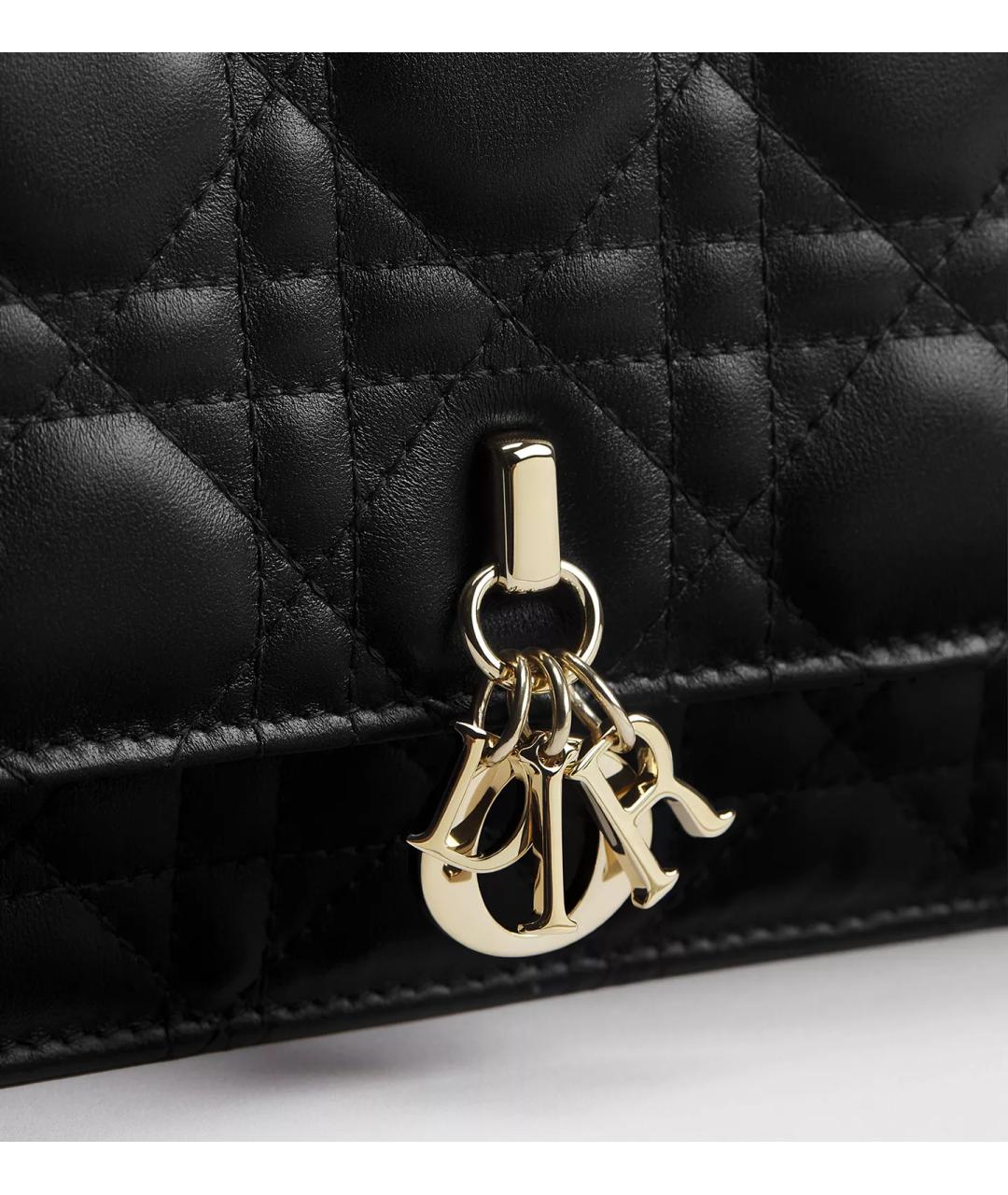CHRISTIAN DIOR Черная кожаная сумка с короткими ручками, фото 6