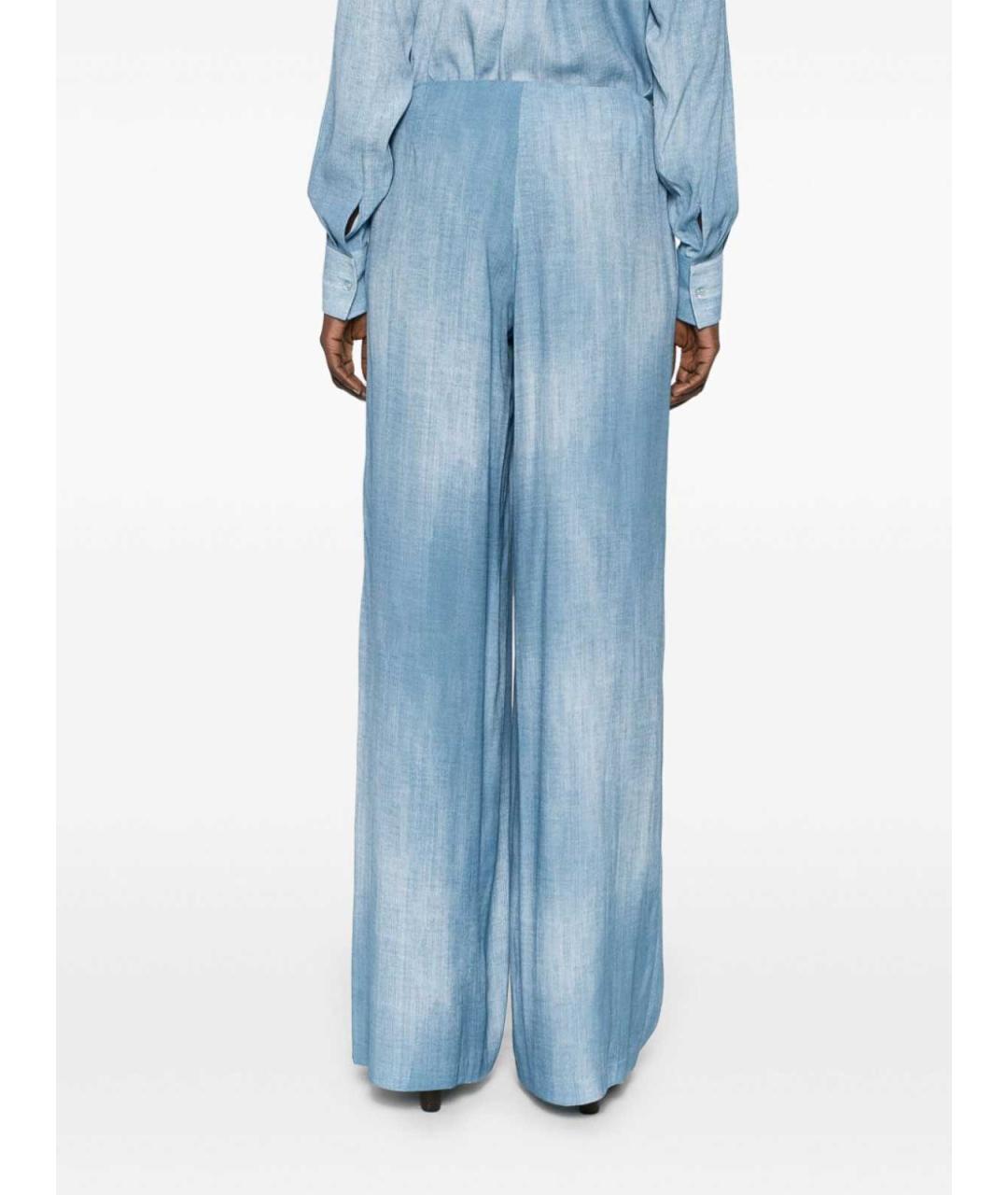 ERMANNO SCERVINO Голубые вискозные прямые брюки, фото 3