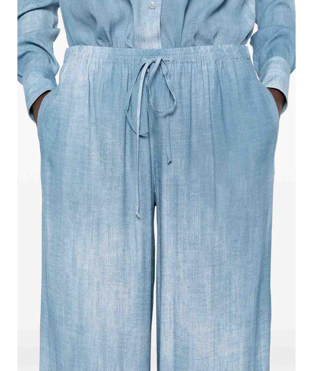 ERMANNO SCERVINO Голубые вискозные прямые брюки, фото 5