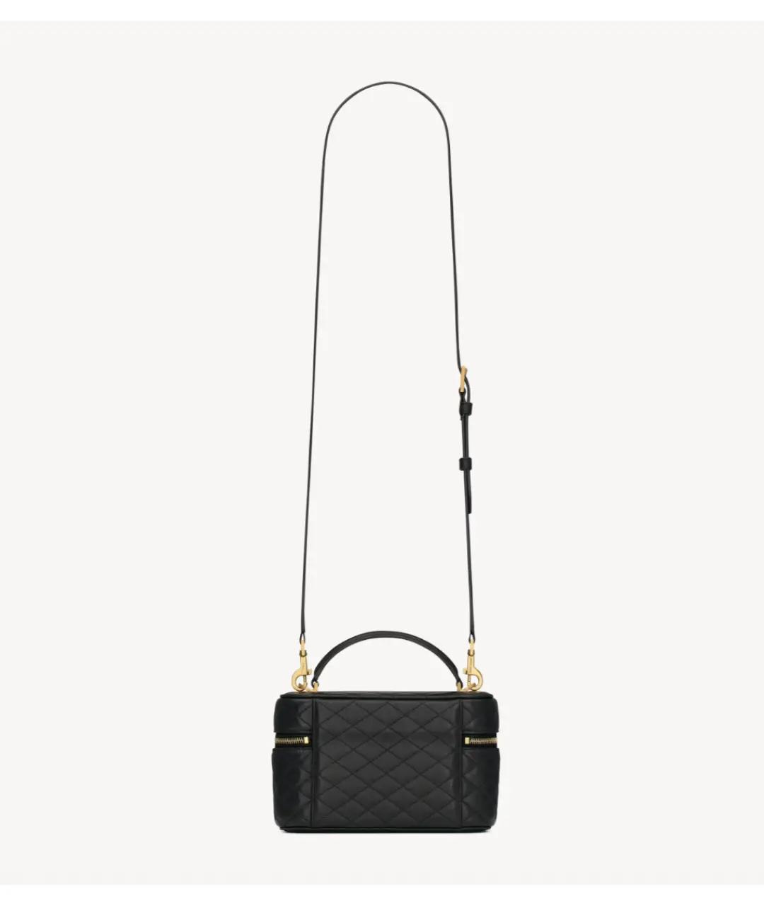 SAINT LAURENT Черная кожаная сумка с короткими ручками, фото 4