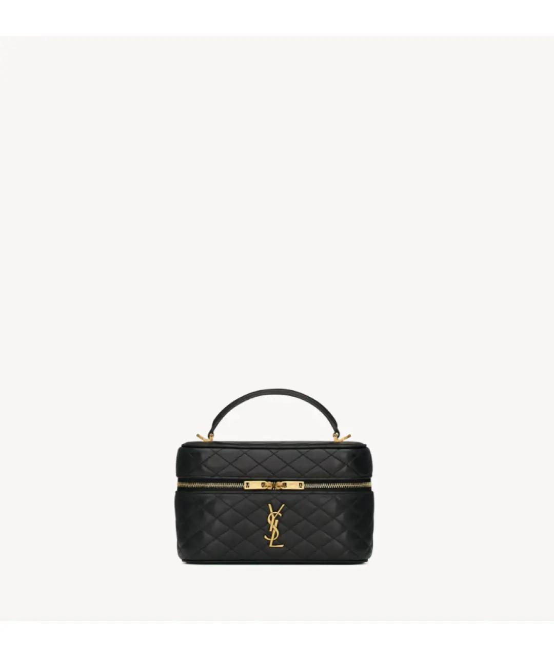 SAINT LAURENT Черная кожаная сумка с короткими ручками, фото 3