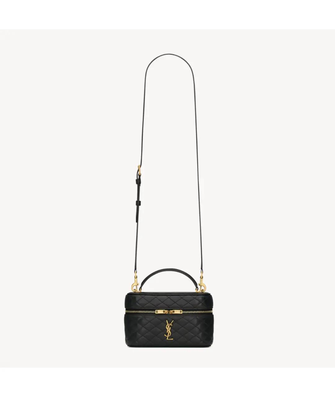 SAINT LAURENT Черная кожаная сумка с короткими ручками, фото 7