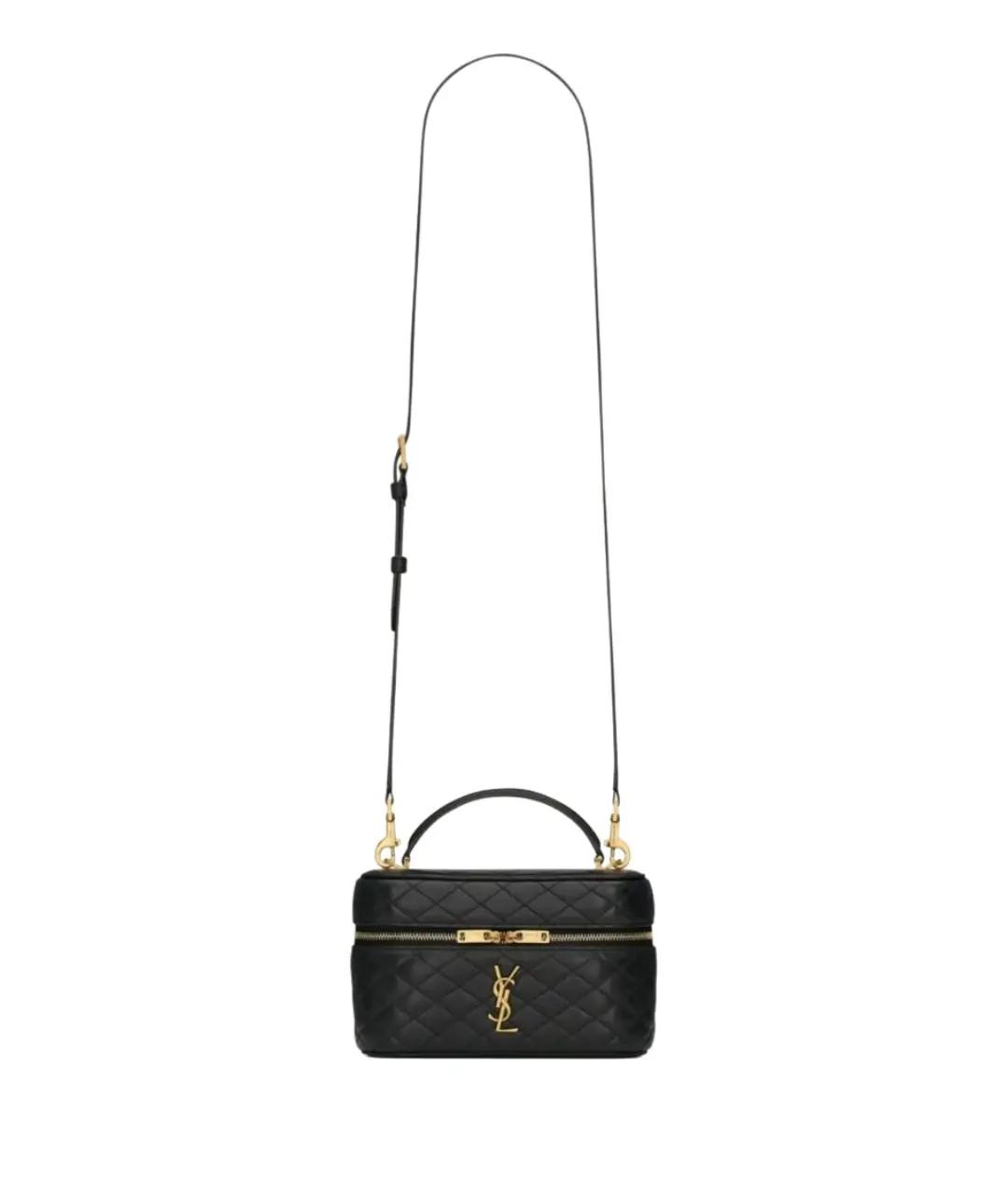 SAINT LAURENT Черная кожаная сумка с короткими ручками, фото 1