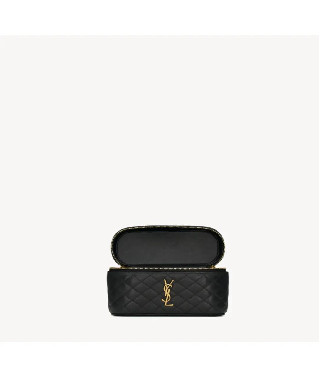 SAINT LAURENT Черная кожаная сумка с короткими ручками, фото 6
